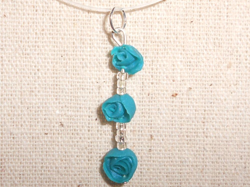 Deep Teal Rose Necklace